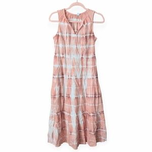 Old Navy Pink Tie Space Dye Sleeveless Tiered A-Line Swing Midi Sun Dress XS NWT